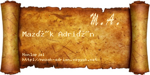 Mazák Adrián névjegykártya